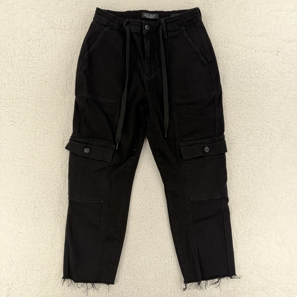 Judyโ Blue Jogger Jeans Womens 28 Black High Rise Cargo Tapered Stretch Denim